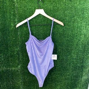 Nordstrom Brand LaLa Land Creative Co. Purple Velour Style Body Suit NWT